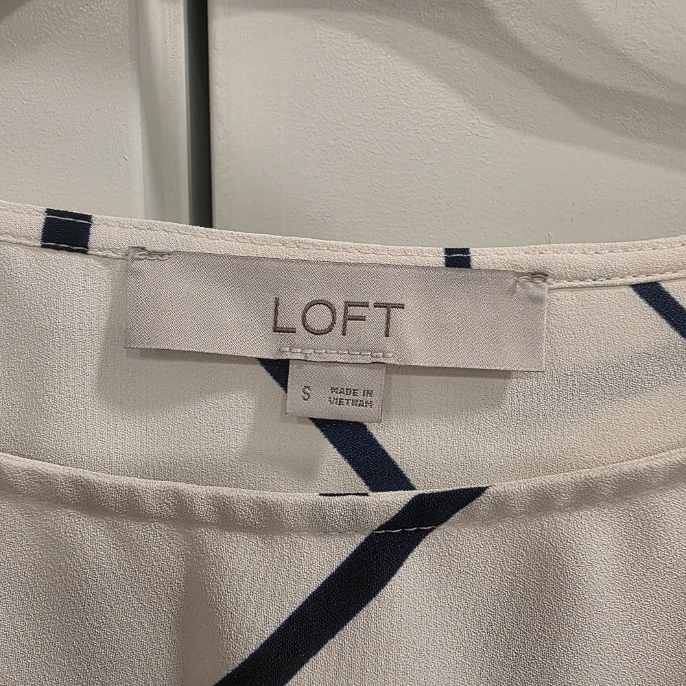 Loft Border Stripe Bubble Hem Blouse - Picture 3 of 3